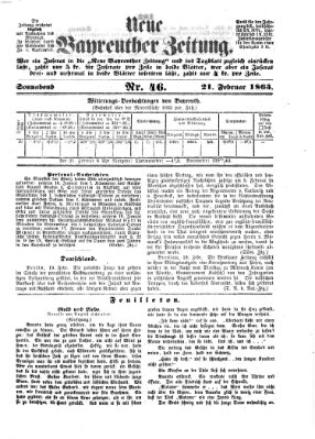 Bayreuther Zeitung Samstag 21. Februar 1863