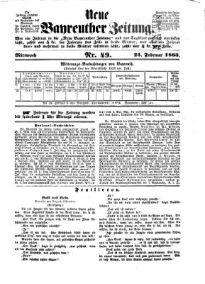 Bayreuther Zeitung Mittwoch 25. Februar 1863