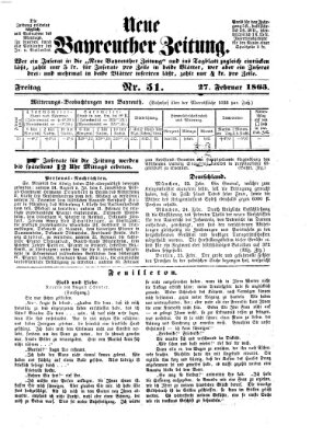 Bayreuther Zeitung Freitag 27. Februar 1863
