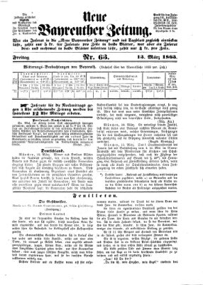 Bayreuther Zeitung Freitag 13. März 1863