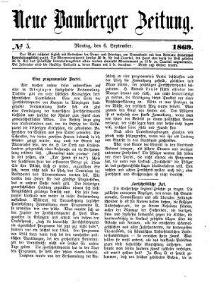 Neue Bamberger Zeitung (Bamberger Zeitung) Montag 6. September 1869