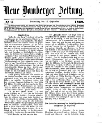 Neue Bamberger Zeitung (Bamberger Zeitung) Donnerstag 16. September 1869