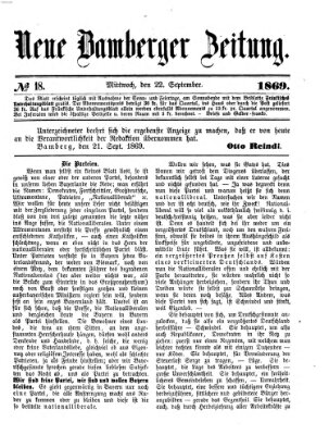 Neue Bamberger Zeitung (Bamberger Zeitung) Mittwoch 22. September 1869