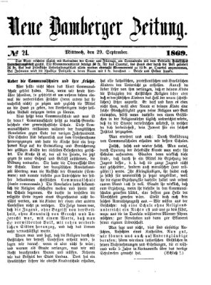 Neue Bamberger Zeitung (Bamberger Zeitung) Mittwoch 29. September 1869