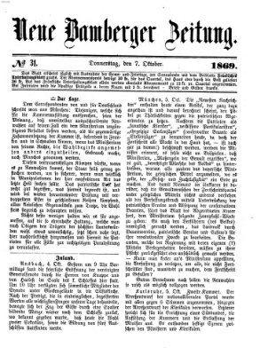 Neue Bamberger Zeitung (Bamberger Zeitung) Donnerstag 7. Oktober 1869