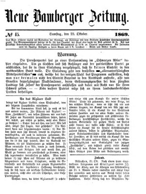 Neue Bamberger Zeitung (Bamberger Zeitung) Samstag 23. Oktober 1869