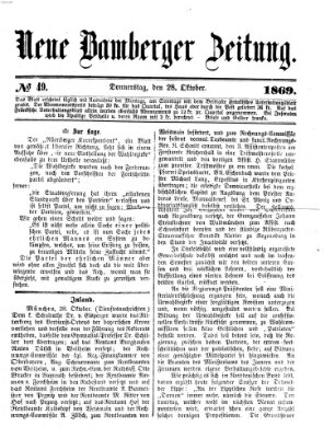 Neue Bamberger Zeitung (Bamberger Zeitung) Donnerstag 28. Oktober 1869