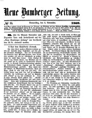 Neue Bamberger Zeitung (Bamberger Zeitung) Donnerstag 4. November 1869