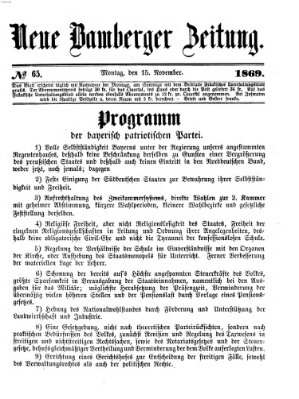 Neue Bamberger Zeitung (Bamberger Zeitung) Montag 15. November 1869