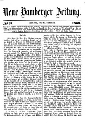 Neue Bamberger Zeitung (Bamberger Zeitung) Samstag 20. November 1869