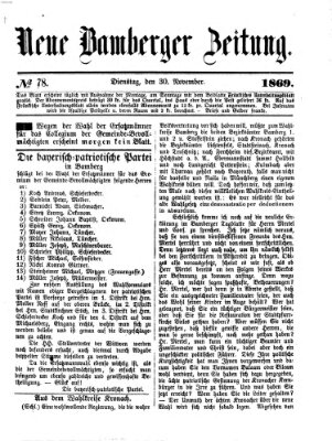 Neue Bamberger Zeitung (Bamberger Zeitung) Dienstag 30. November 1869