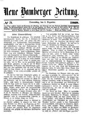 Neue Bamberger Zeitung (Bamberger Zeitung) Donnerstag 2. Dezember 1869