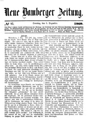 Neue Bamberger Zeitung (Bamberger Zeitung) Sonntag 5. Dezember 1869