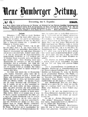 Neue Bamberger Zeitung (Bamberger Zeitung) Donnerstag 9. Dezember 1869