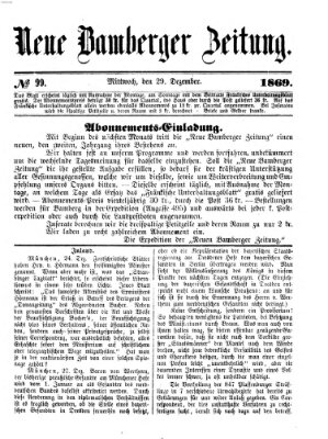 Neue Bamberger Zeitung (Bamberger Zeitung) Mittwoch 29. Dezember 1869