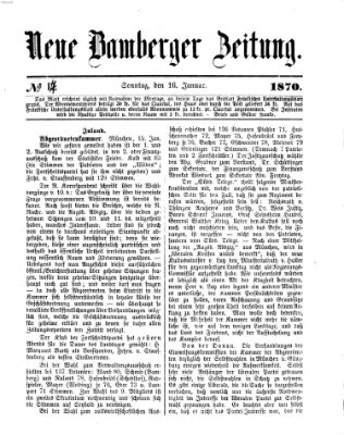 Neue Bamberger Zeitung (Bamberger Zeitung) Sonntag 16. Januar 1870