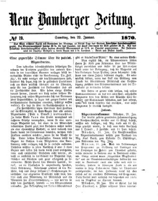 Neue Bamberger Zeitung (Bamberger Zeitung) Samstag 22. Januar 1870