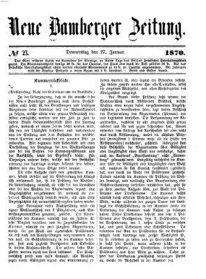 Neue Bamberger Zeitung (Bamberger Zeitung) Donnerstag 27. Januar 1870