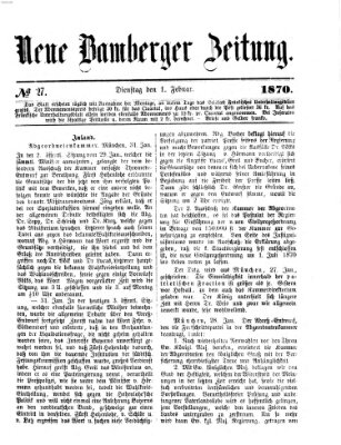 Neue Bamberger Zeitung (Bamberger Zeitung) Dienstag 1. Februar 1870