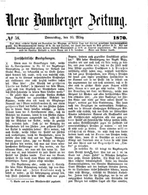 Neue Bamberger Zeitung (Bamberger Zeitung) Donnerstag 10. März 1870