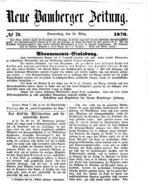 Neue Bamberger Zeitung (Bamberger Zeitung) Donnerstag 24. März 1870