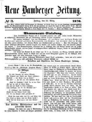 Neue Bamberger Zeitung (Bamberger Zeitung) Freitag 25. März 1870