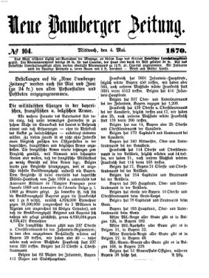 Neue Bamberger Zeitung (Bamberger Zeitung) Mittwoch 4. Mai 1870