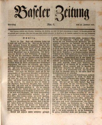 Basler Zeitung Dienstag 25. Januar 1831