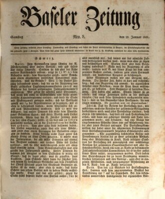 Basler Zeitung Samstag 29. Januar 1831