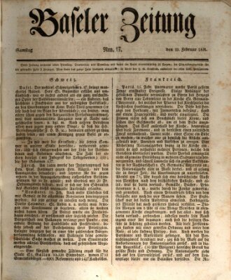 Basler Zeitung Samstag 19. Februar 1831