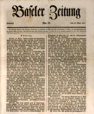 Basler Zeitung Dienstag 29. März 1831