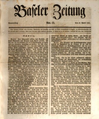 Basler Zeitung Donnerstag 21. April 1831