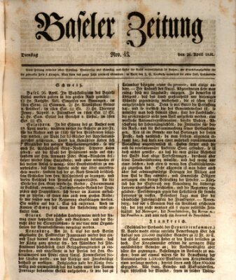 Basler Zeitung Dienstag 26. April 1831