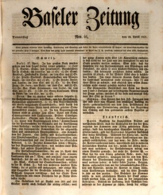 Basler Zeitung Donnerstag 28. April 1831