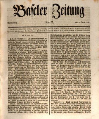 Basler Zeitung Donnerstag 2. Juni 1831