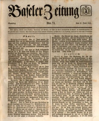 Basler Zeitung Samstag 25. Juni 1831