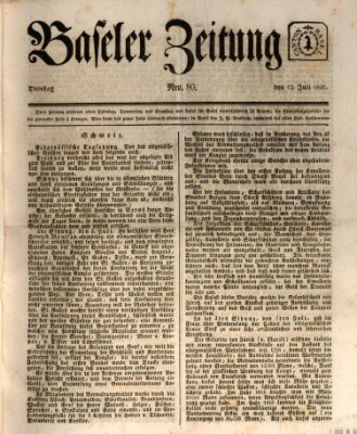 Basler Zeitung Dienstag 12. Juli 1831