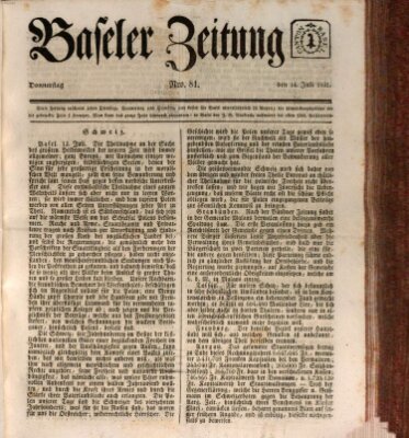 Basler Zeitung Donnerstag 14. Juli 1831