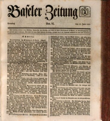 Basler Zeitung Dienstag 26. Juli 1831