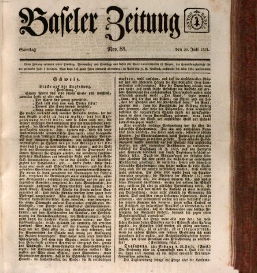 Basler Zeitung Samstag 30. Juli 1831