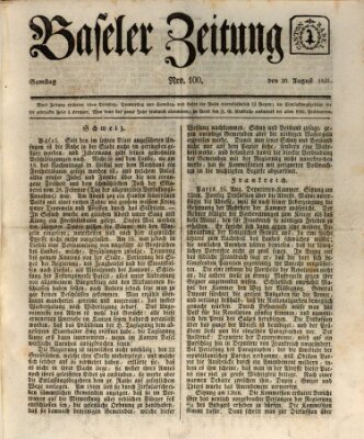 Basler Zeitung Samstag 20. August 1831