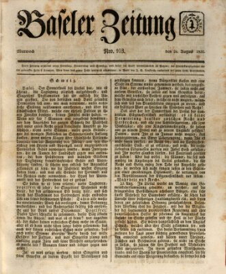 Basler Zeitung Mittwoch 24. August 1831