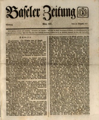 Basler Zeitung Montag 29. August 1831