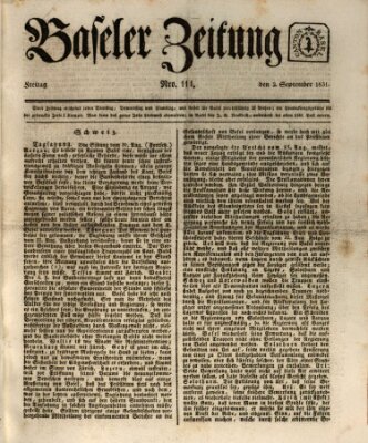 Basler Zeitung Freitag 2. September 1831