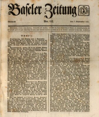 Basler Zeitung Mittwoch 7. September 1831