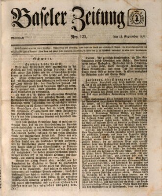 Basler Zeitung Mittwoch 14. September 1831