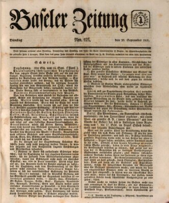 Basler Zeitung Dienstag 20. September 1831