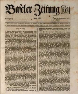 Basler Zeitung Donnerstag 29. September 1831