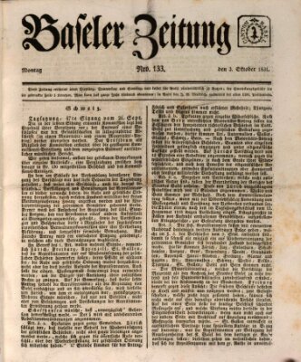 Basler Zeitung Montag 3. Oktober 1831