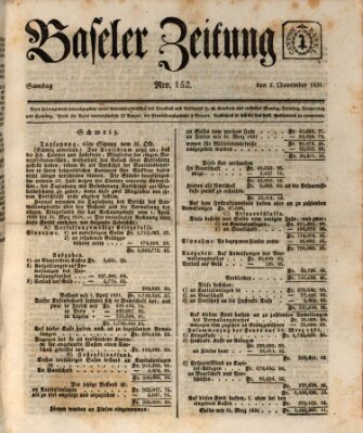 Basler Zeitung Samstag 5. November 1831